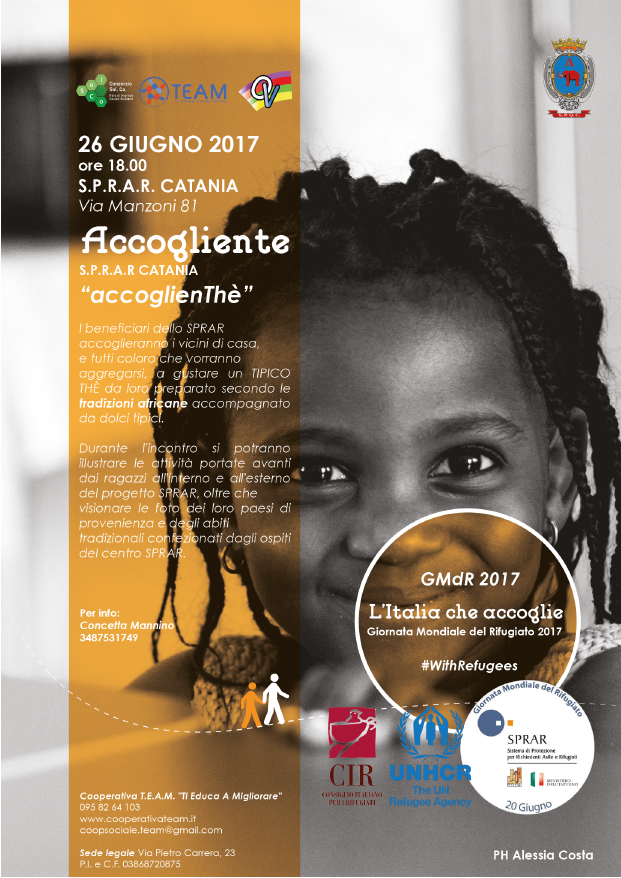 26 giugno, Giornata Mondiale del Rifugiato 2017: a Catania lo SPRAR diventa “accoglienThè”